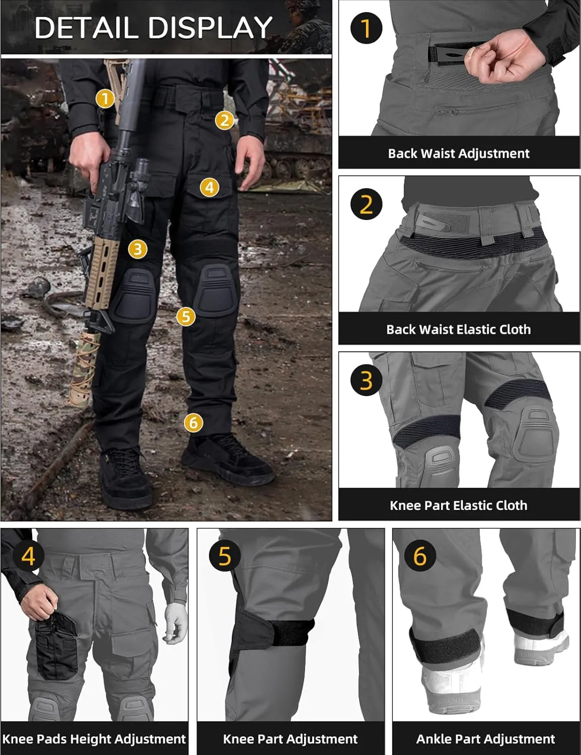 IDOGEAR SPORTS G3 Combat Pants for Men Tactical Military Pants with Knee Pads Multi Camo Trousers