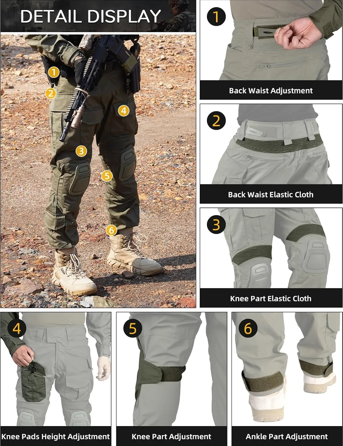 IDOGEAR SPORTS G3 Combat Pants for Men Tactical Military Pants with Knee Pads Multi Camo Trousers