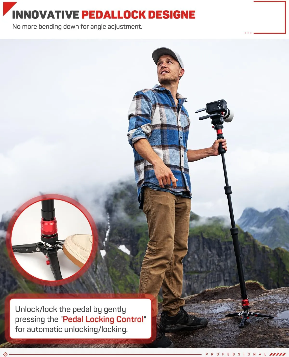 IFOOTAGE Cobra 3 Strike Monopod A150S-Ⅲ Camera Monopod with Feet&K5S Fluid Head Komodo, One-Touch Lifting Aluminum Video Monopod with Removable Tripod Base, Payload 11lb 60"/150cm