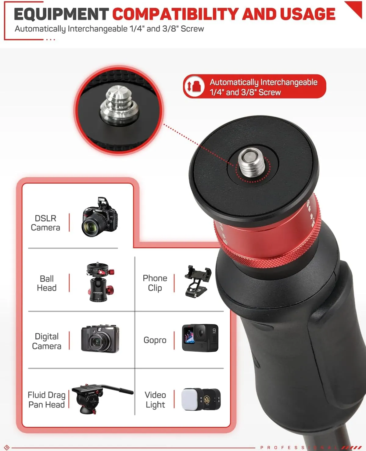 IFOOTAGE Cobra 3 Strike Monopod A150S-Ⅲ Camera Monopod with Feet&K5S Fluid Head Komodo, One-Touch Lifting Aluminum Video Monopod with Removable Tripod Base, Payload 11lb 60"/150cm