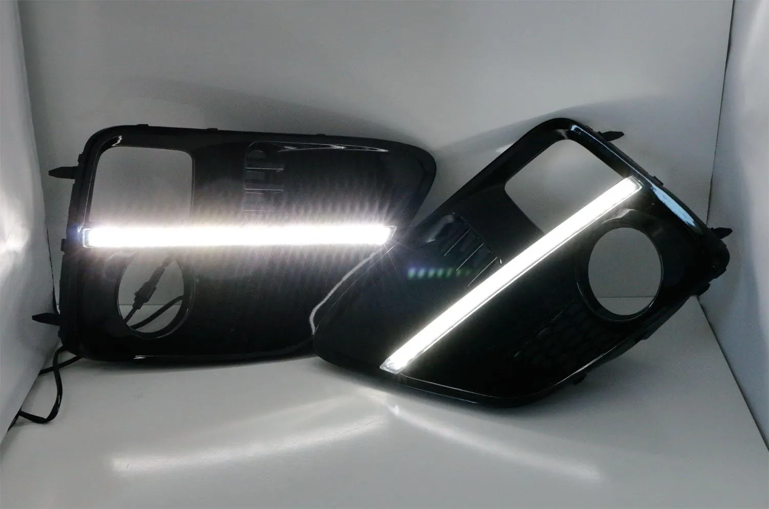 iJDMTOY Xenon White LED Daytime Running Lights Compatible with 2015-2017 Subaru WRX/STi w/JDM Style Piano Black Finish Fog Lamp Bezels