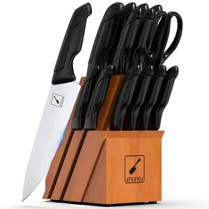 imarku Japanese High Carbon Stainless Steel Knife Set - 14PCS Knives Set for Kitchen, Dishwasher Safe, Comfortable Non-slip Handle, Built-in Sharpener - Reliable Gift for Women