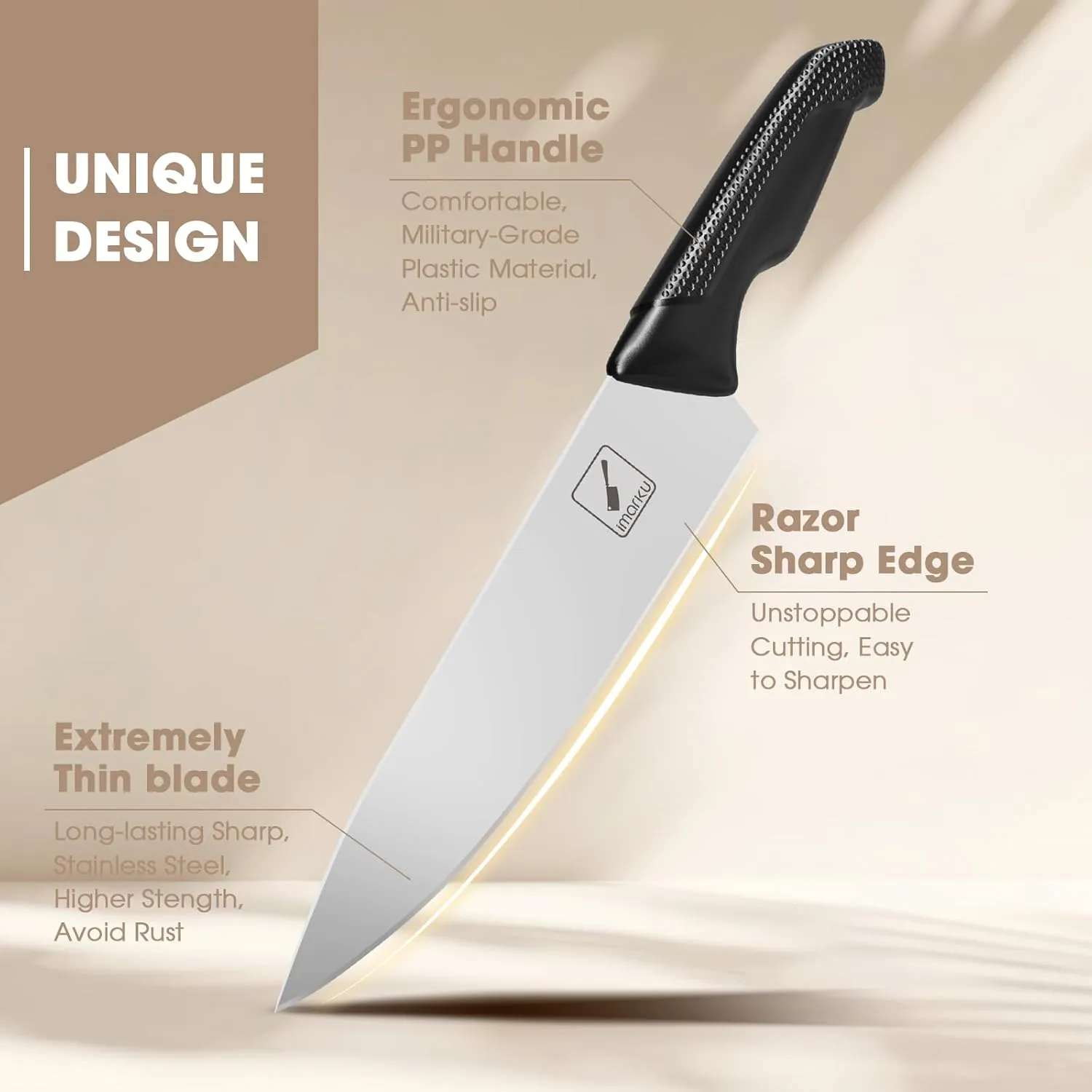 imarku Japanese High Carbon Stainless Steel Knife Set - 14PCS Knives Set for Kitchen, Dishwasher Safe, Comfortable Non-slip Handle, Built-in Sharpener - Reliable Gift for Women