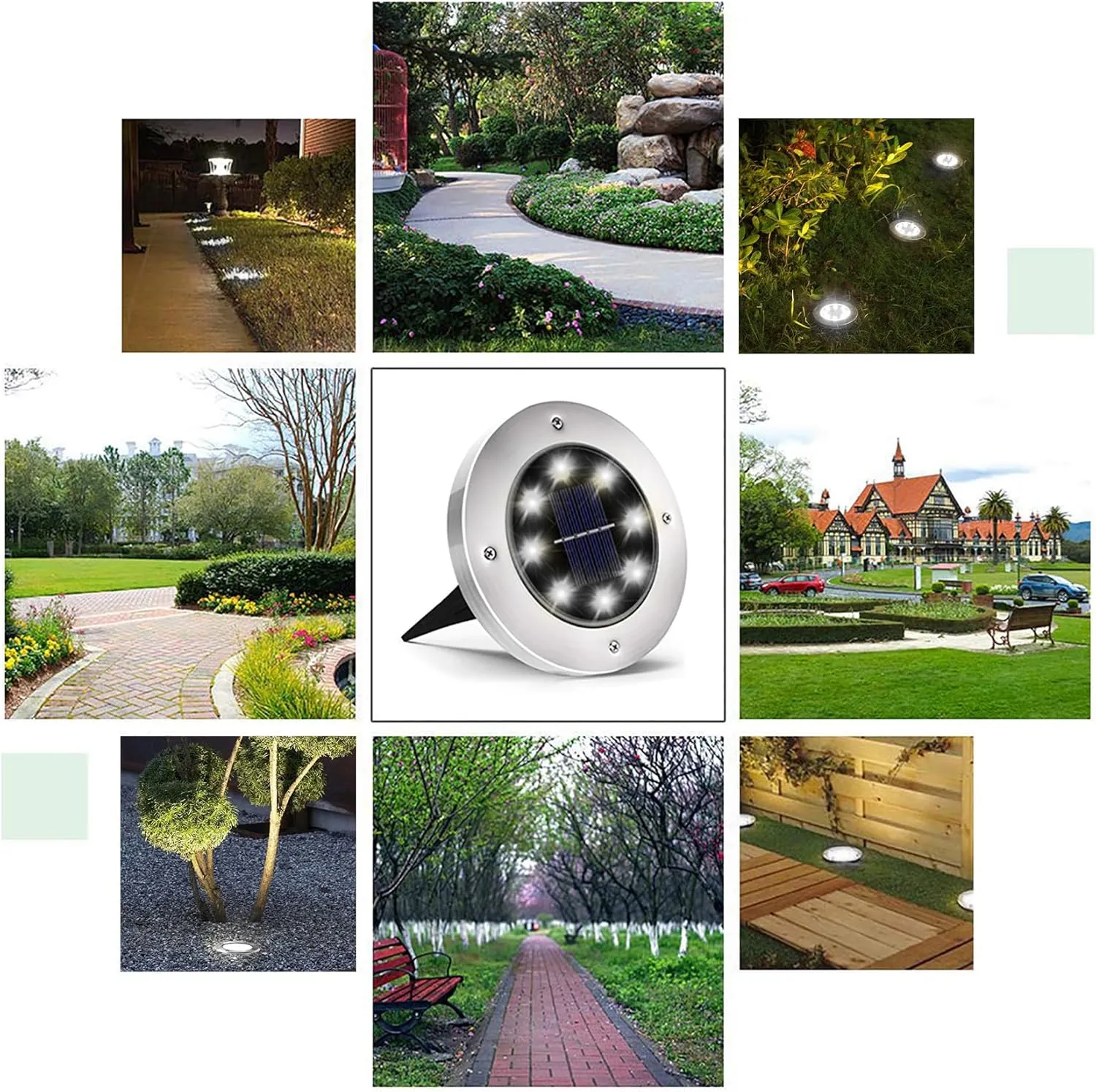 INCX Solar Lights for Outside,12 Pack Solar Lights Outdoor Waterproof, Solar Garden Lights Landscape Lighting for Patio Pathway Lawn Yard Deck Driveway Walkway, Cold White