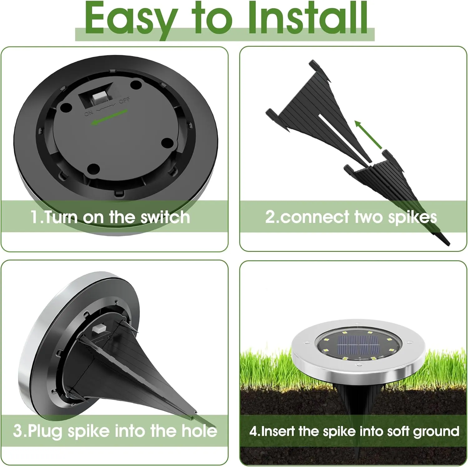 INCX Solar Lights for Outside,12 Pack Solar Lights Outdoor Waterproof, Solar Garden Lights Landscape Lighting for Patio Pathway Lawn Yard Deck Driveway Walkway, Cold White