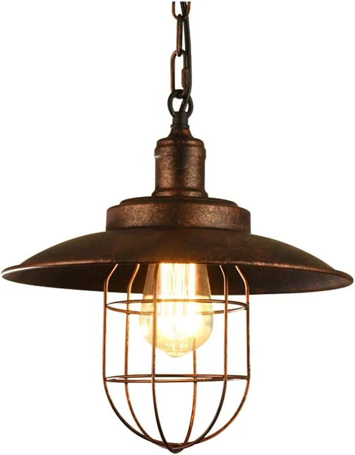 Industrial Retro Iron Chandelier Hanging Light Creative Vintage Loft Metal Lampshade Single Head Lamp Bar Counter Centrance Bar Clothing Droplight Flush Mount Light
