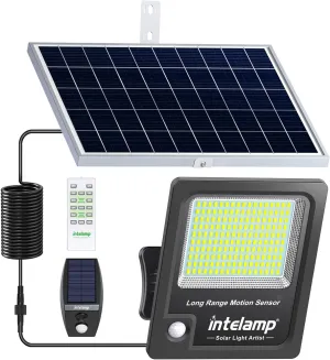 intelamp Solar Flood Lights Outdoor Waterproof, Linkable 12000mAh 3000LM Motion Sensor Floodlight with Remote Control Sensor Case 16.4Ft Cable, Dusk to Dawn Lighting Lamp for Street Outside House