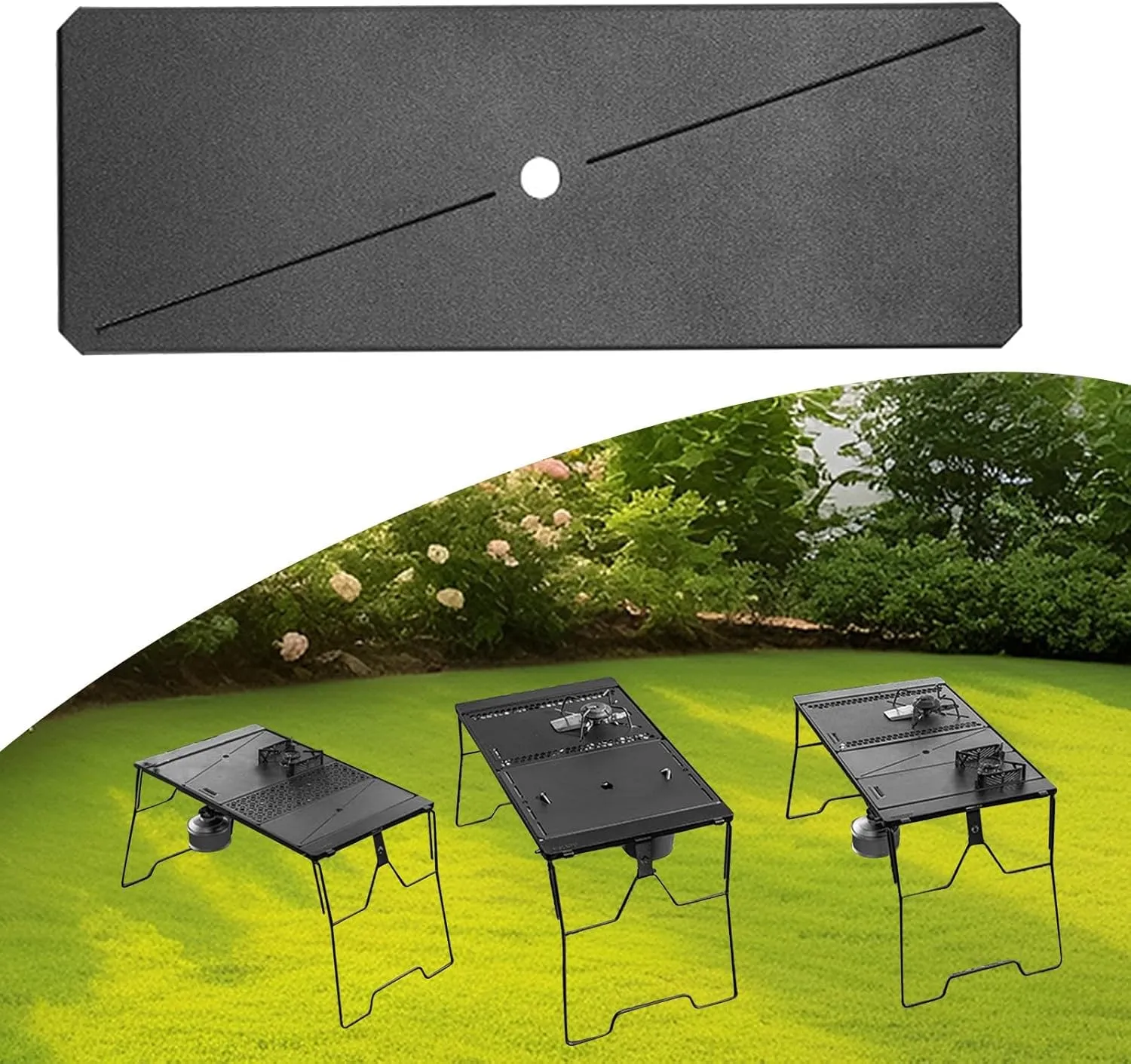 Iron Grilling Table Top Board Bridge Table Plate Tabletop Camping Gear, Outdoor Picnic Furniture, Easy to Install, Field Rack, Style B