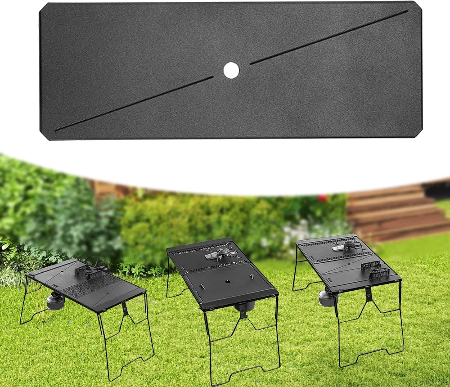 Iron Grilling Table Top Board Bridge Table Plate Tabletop Camping Gear, Outdoor Picnic Furniture, Easy to Install, Field Rack, Style B