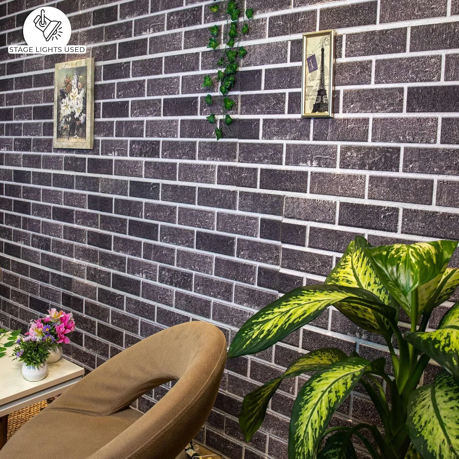 IZODEKOR 3D Brick Effect Wall Panels - Faux Brick Paneling for Living Room, Kitchen, Bathroom and More | Ash Smoke - Pack of 10 Covers 53 sq ft