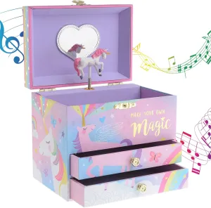 Jewelkeeper Unicorn Musical Jewelry Box for Girls - Cotton Candy Unicorn Design Music Box with 2 Pullout Drawers to Store Earrings, Necklace and Bracelets, Plays The Beautiful Dreamer Tune