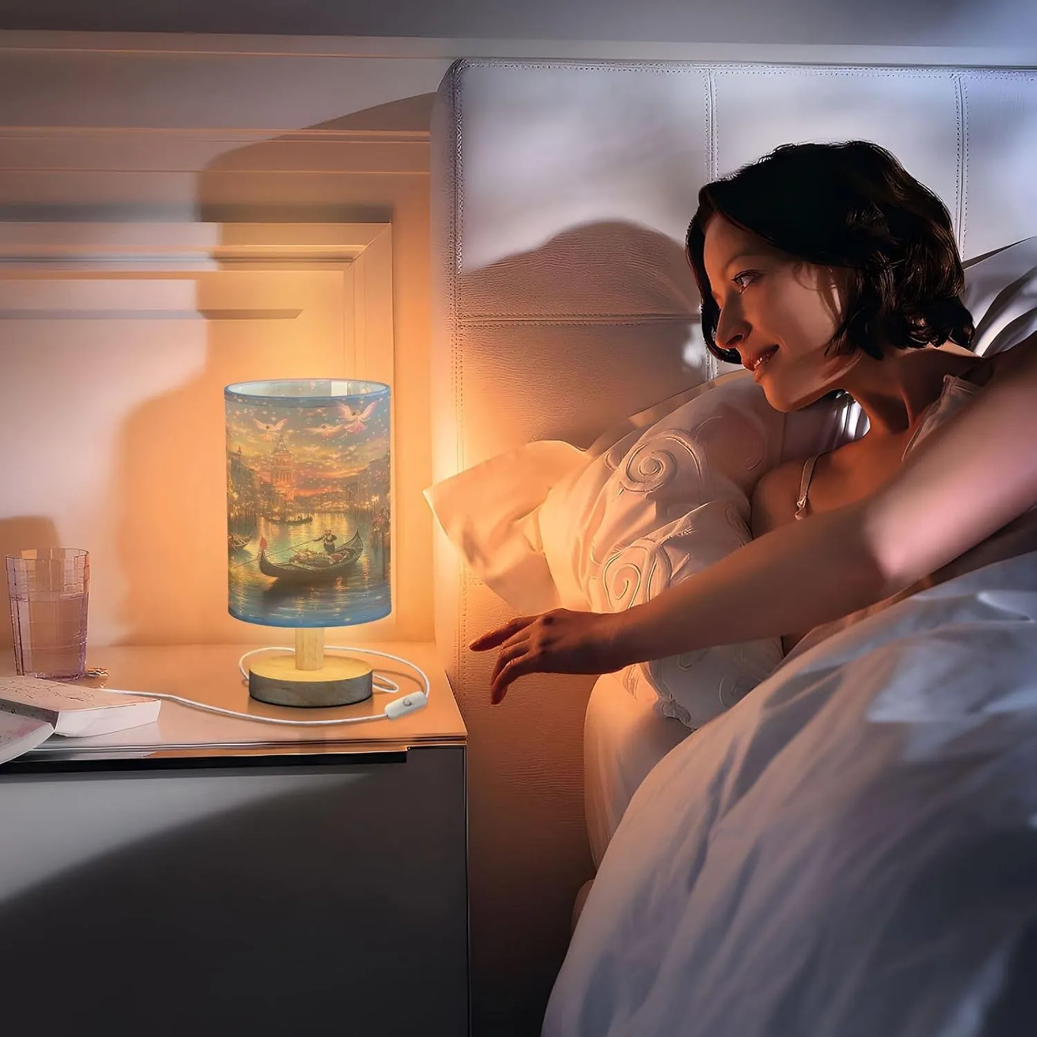 Joisal Venice Night Lights Office Lamp Desk with USB Port Lamps for Night Stands, Modern Lamp