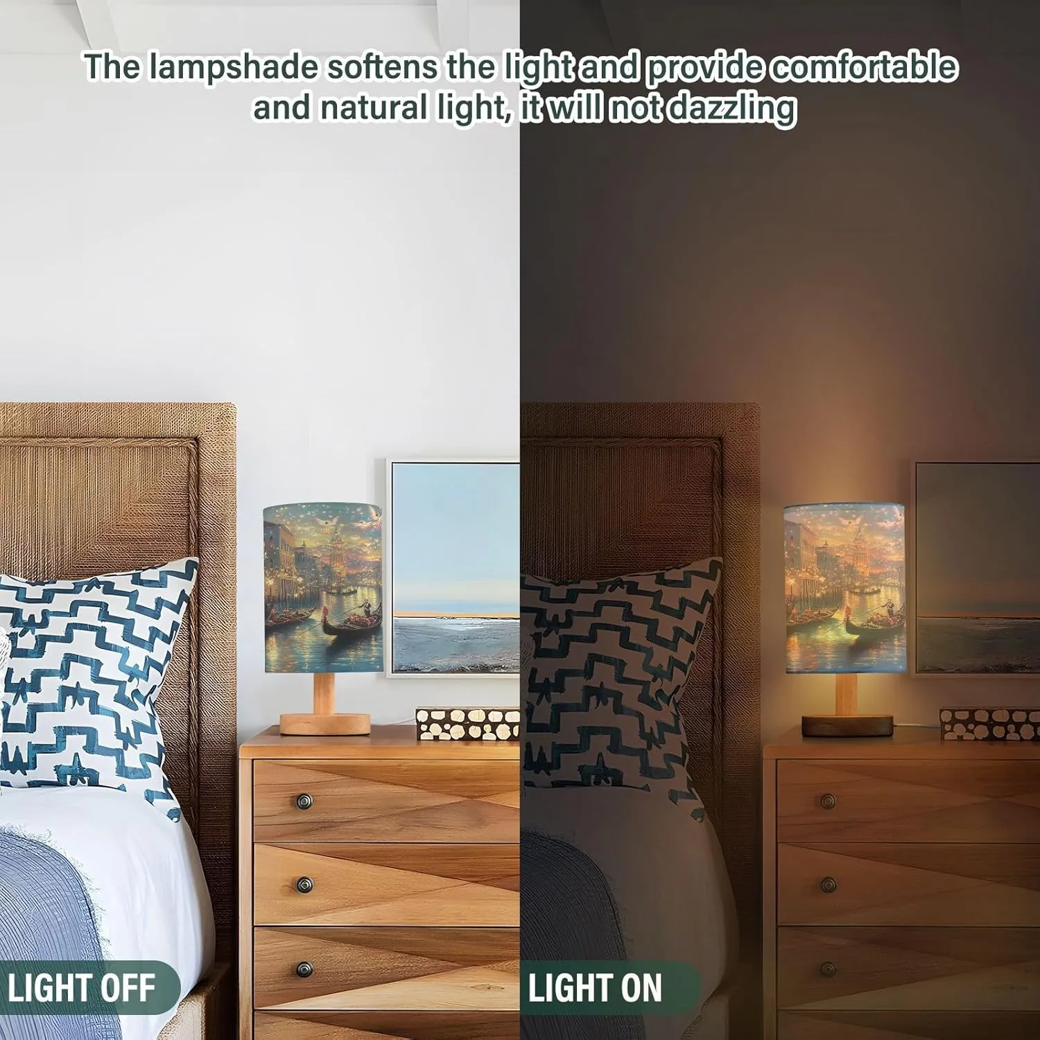 Joisal Venice Night Lights Office Lamp Desk with USB Port Lamps for Night Stands, Modern Lamp