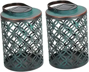 jojofuny 2pcs Vintage Solar Lanterns Outdoor Decorative Lighting Solar Garden Lights Auto Day/Night Sensor Ip44