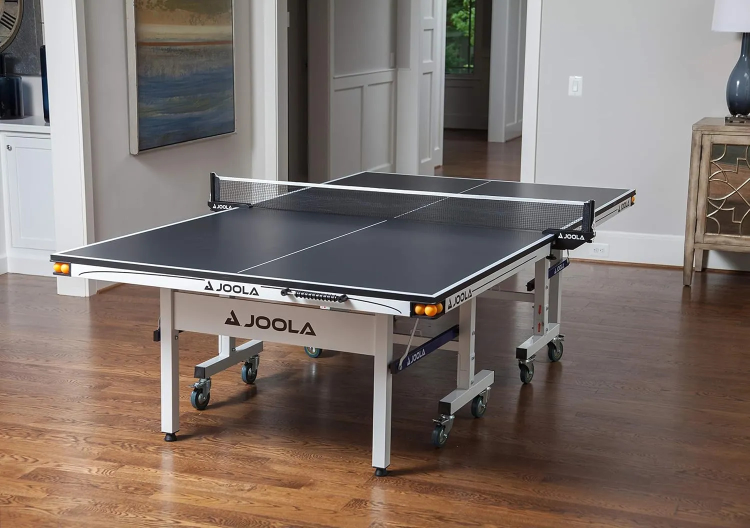 JOOLA Rally TL Professional MDF Indoor Ping Pong Table w/Quick Clamp Table Tennis Net & Post Set - 10 Minute Easy Assembly - Corner Ball Holders - Tournament Quality - Includes Playback Mode