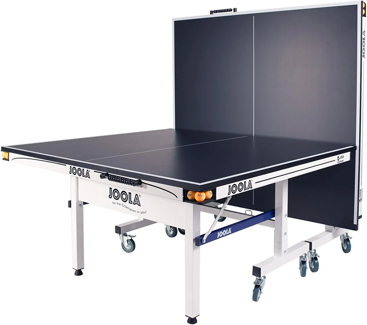 JOOLA Rally TL Professional MDF Indoor Ping Pong Table w/Quick Clamp Table Tennis Net & Post Set - 10 Minute Easy Assembly - Corner Ball Holders - Tournament Quality - Includes Playback Mode