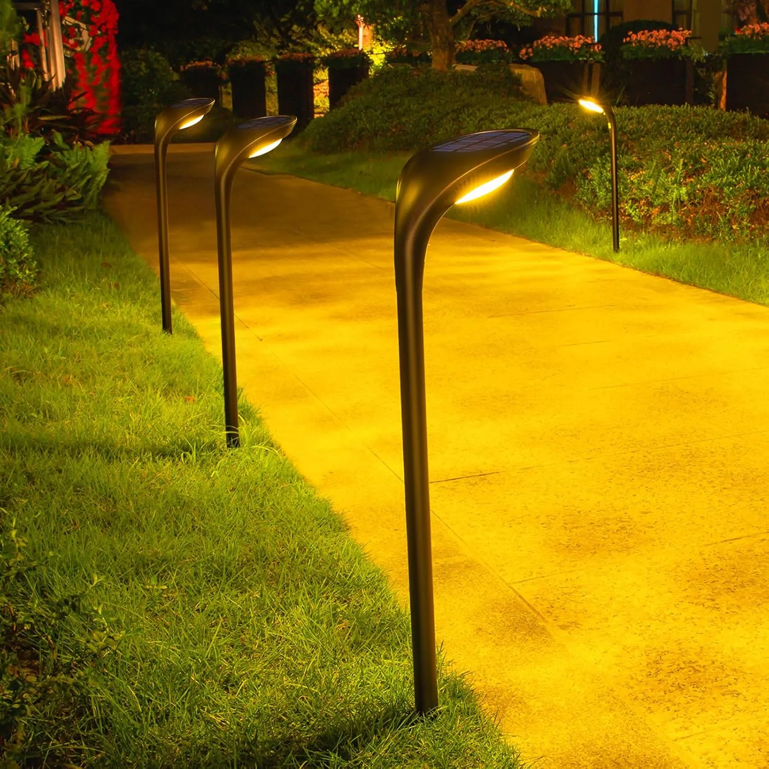 JSOT 150 Lumen Bright Solar Outdoor Lights,4 Pack Solar Pathway Lights Waterproof Landscape Lighting Path Light for Garden Decor Walkway Yard Driveway Holiday Decorative Lamp