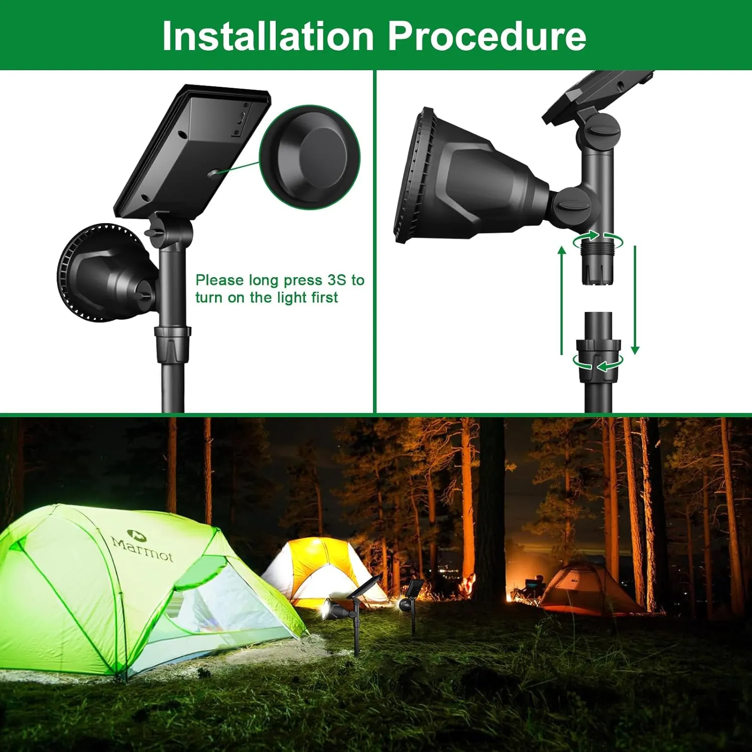 JSOT Solar Spot Lights Outdoor, 600LM Solar Spotlight Waterproof Landscape Lighting, Garden Decor Lamp Wall Light for Yard, Pathway, Path, Driveway, Pool, Backyard Decorative (Cool White 2 Pack)