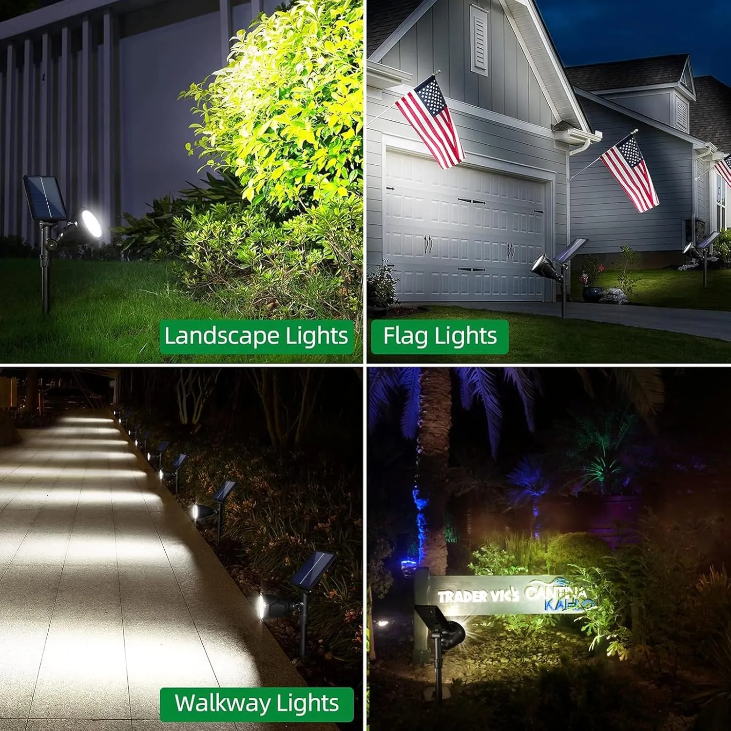 JSOT Solar Spot Lights Outdoor, 600LM Solar Spotlight Waterproof Landscape Lighting, Garden Decor Lamp Wall Light for Yard, Pathway, Path, Driveway, Pool, Backyard Decorative (Cool White 2 Pack)