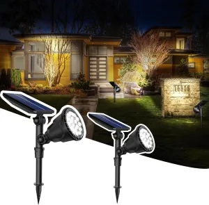 JSOT Solar Spot Lights Outdoor, 600LM Solar Spotlight Waterproof Landscape Lighting, Garden Decor Lamp Wall Light for Yard, Pathway, Path, Driveway, Pool, Backyard Decorative (Cool White 2 Pack)