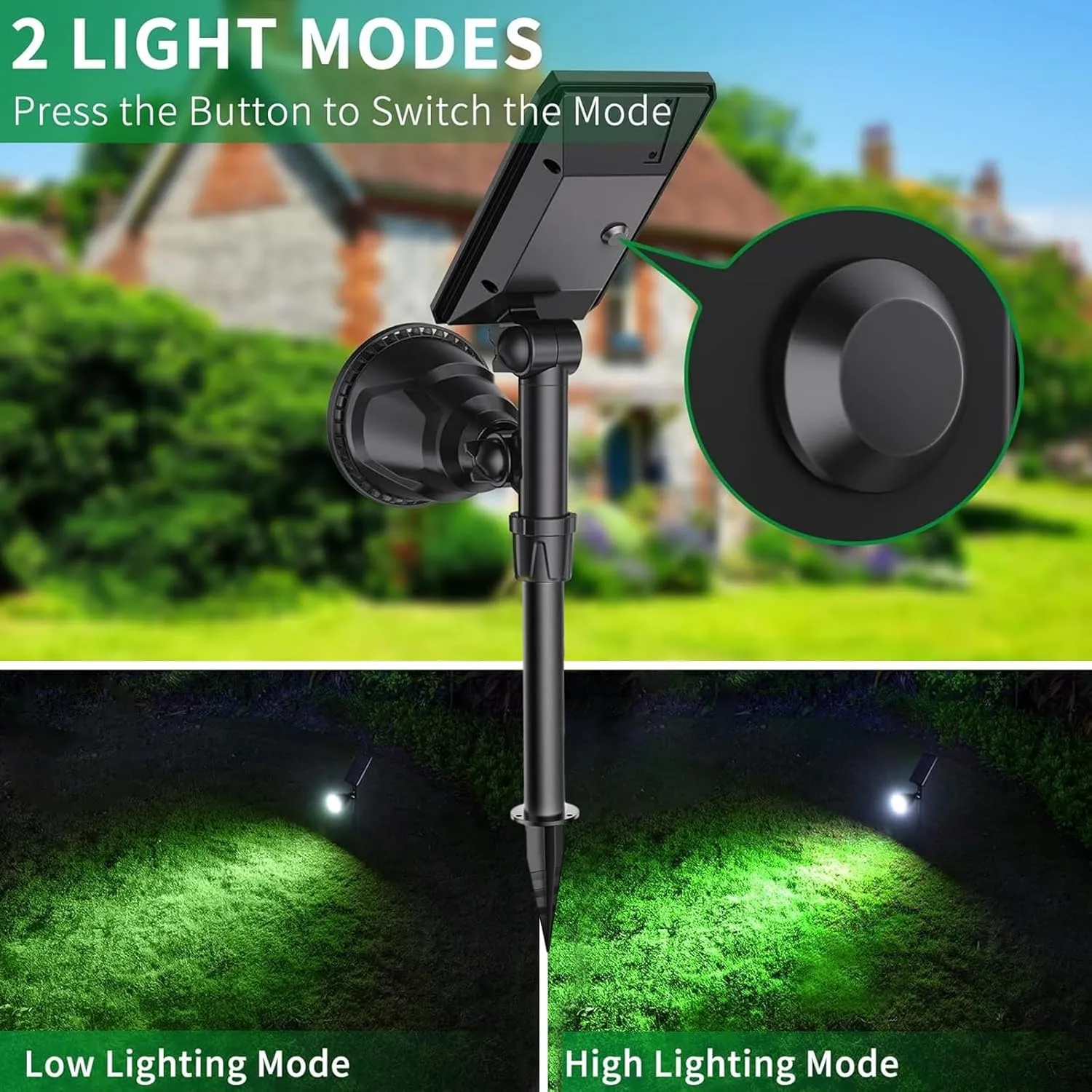 JSOT Solar Spot Lights Outdoor, 600LM Solar Spotlight Waterproof Landscape Lighting, Garden Decor Lamp Wall Light for Yard, Pathway, Path, Driveway, Pool, Backyard Decorative (Cool White 2 Pack)