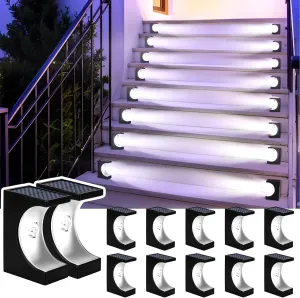 JSOT Solar Step Lights - Outdoor Stair Lights 12 Pack Deck Light Solar Powered Decor Light for Garden Yard Patio Front