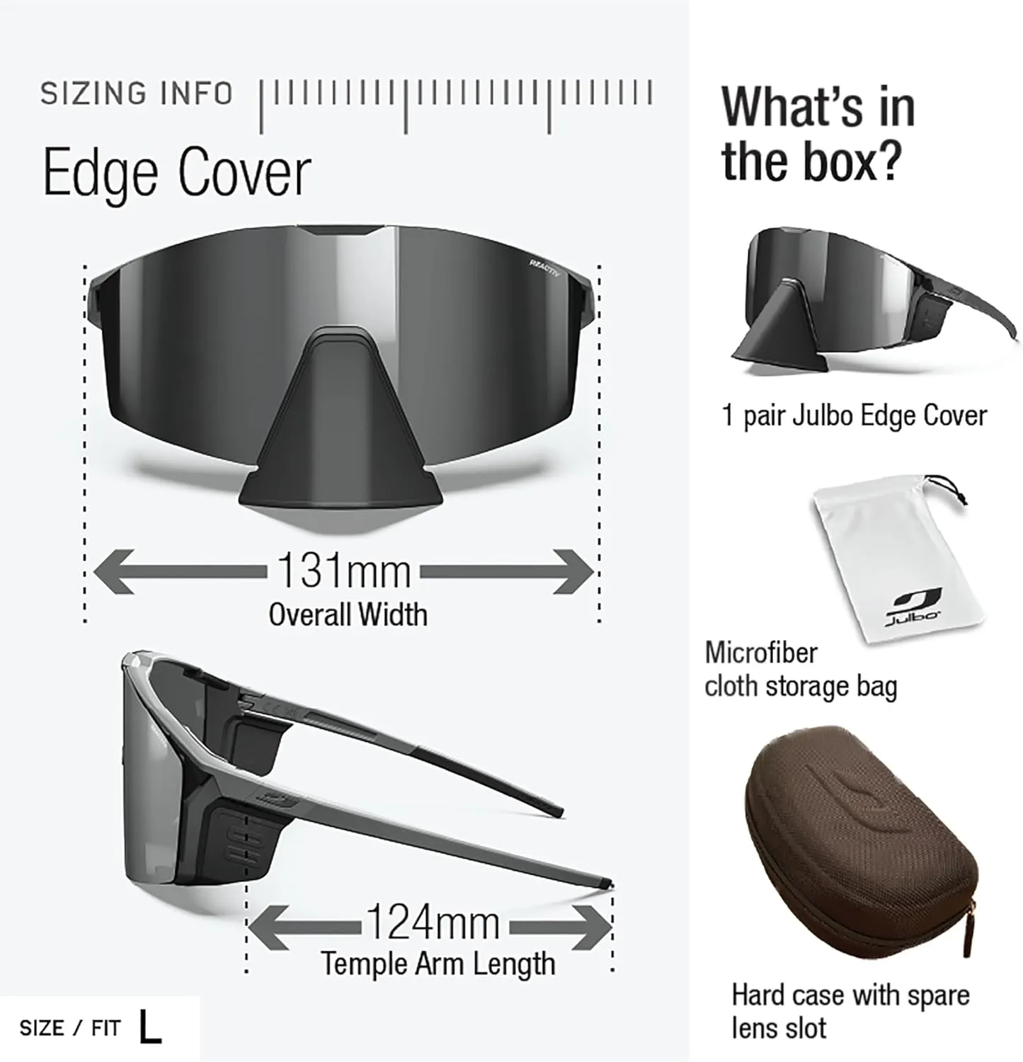 Julbo Edge Performance Sunglasses w/Removable Side Shields for Sports, Biking, Running, Hiking - 100% UV Protection