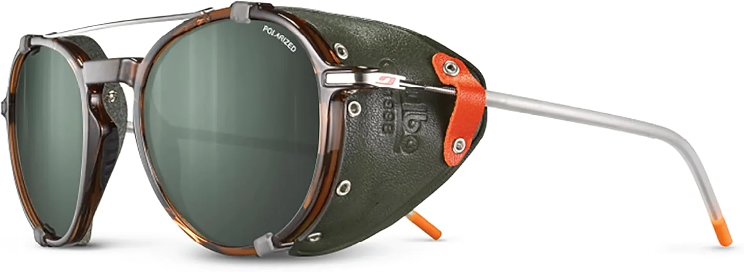 Julbo Legacy Glacier Sunglasses for Men & Women w/Removable Leather Side Shields for Hiking, Ski, Snow - 100% UV Protection