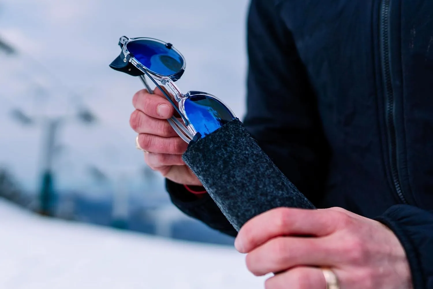 Julbo Legacy Glacier Sunglasses for Men & Women w/Removable Leather Side Shields for Hiking, Ski, Snow - 100% UV Protection