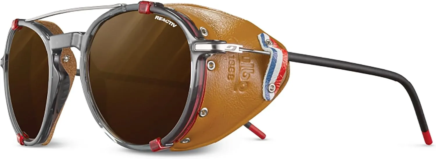 Julbo Legacy Glacier Sunglasses for Men & Women w/Removable Leather Side Shields for Hiking, Ski, Snow - 100% UV Protection