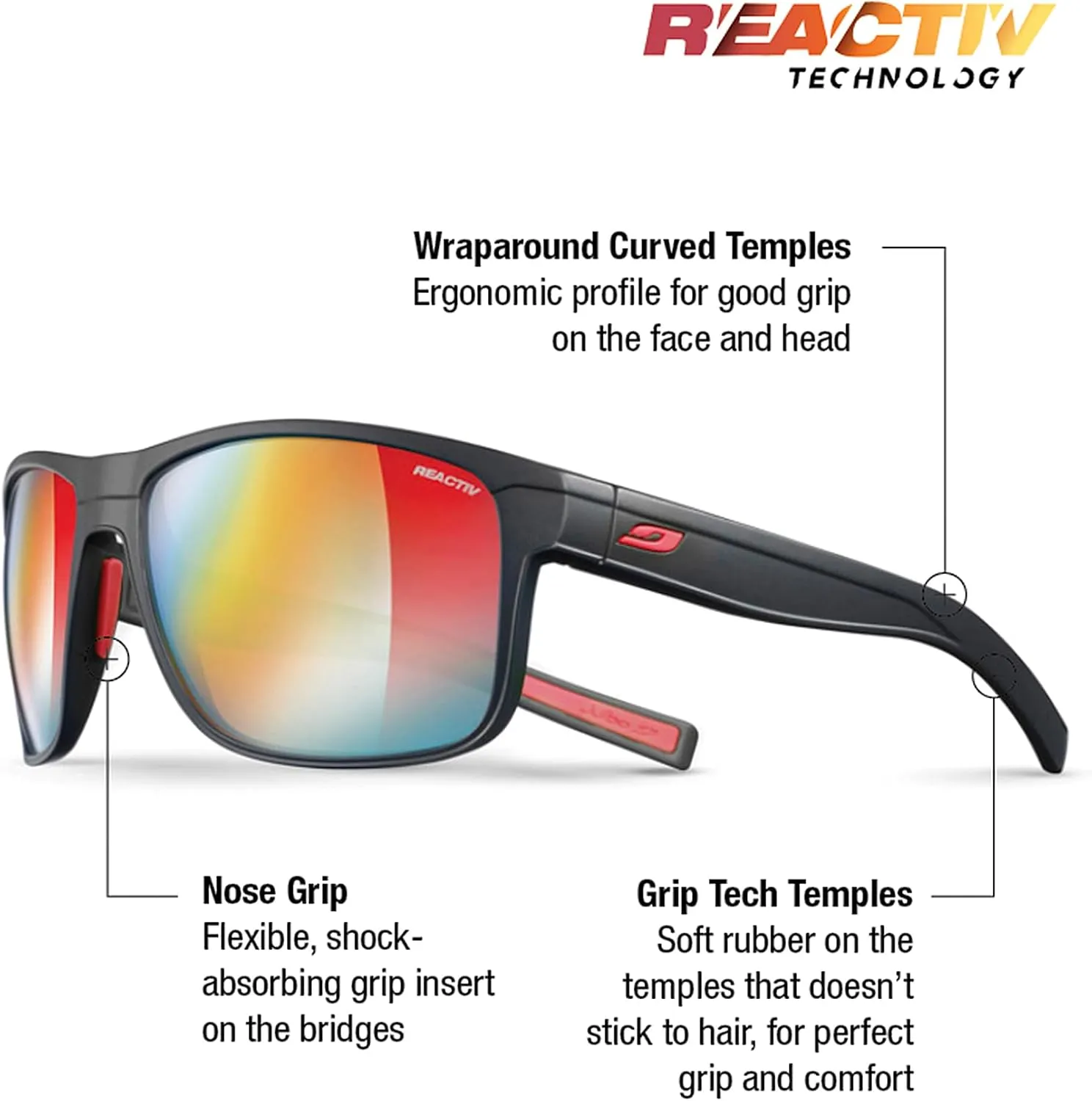 Julbo Renegade Lifestyle Sunglasses for Men & Women w/Ergonomic Design for Hiking, Active Lifestyles - 100% UV Protection