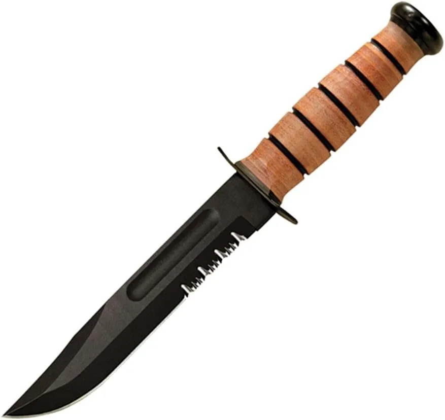 KA-BAR Knives, Inc Ka-Bar Full-Size USMC Fixed-Blade Serrated-Edge Knife Brown