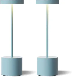 Kakanuo Blue Cordless Lamp, Rechargeable Lamp, Touch Control, 3 Color Temperature, LED Outdoor Wireless, Battery Operated Lamps, Stepless Dimmable, Set of 2