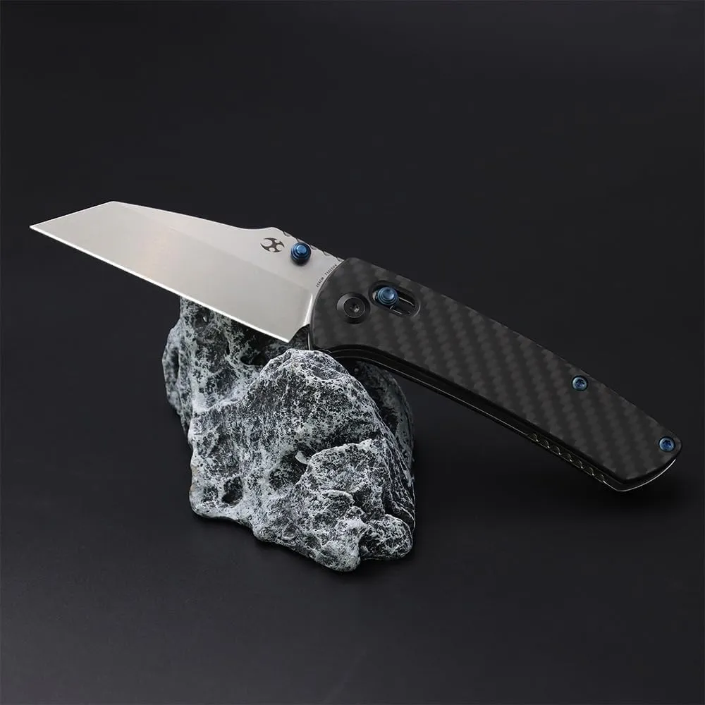 KANSEPT Main Street Pocket Folding Knife, 3.36'' 154CM Sharp Steel Blade, Twill CarbonFiber G10 Handle with Axis Lock and ThumbStud, Perfect Clip for Camping Hiking Fishing Gift Everyday Carry T1015v4