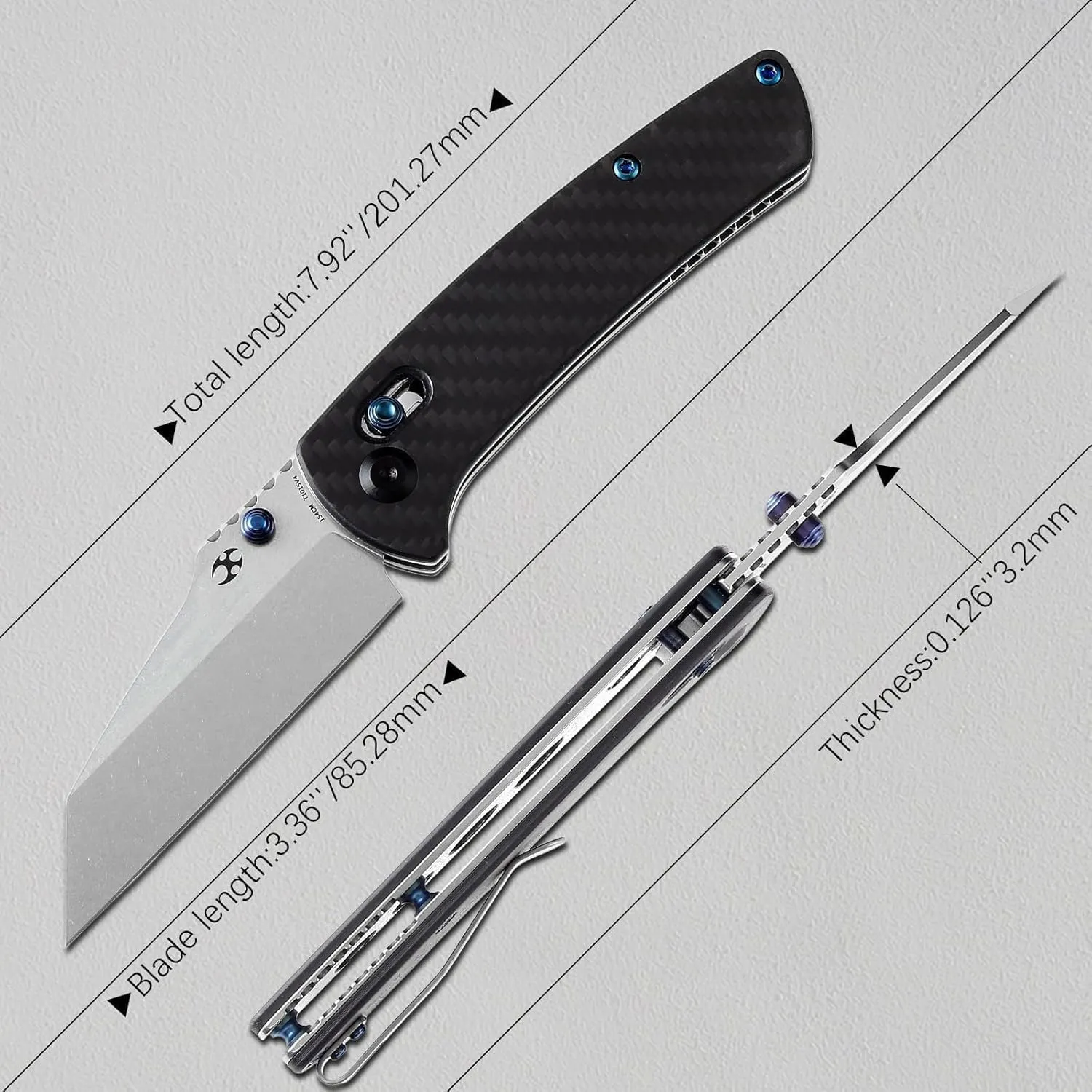 KANSEPT Main Street Pocket Folding Knife, 3.36'' 154CM Sharp Steel Blade, Twill CarbonFiber G10 Handle with Axis Lock and ThumbStud, Perfect Clip for Camping Hiking Fishing Gift Everyday Carry T1015v4