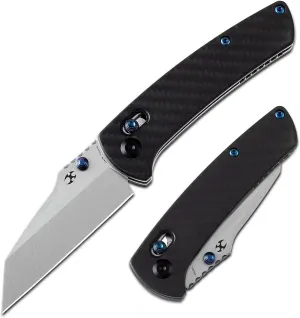 KANSEPT Main Street Pocket Folding Knife, 3.36'' 154CM Sharp Steel Blade, Twill CarbonFiber G10 Handle with Axis Lock and ThumbStud, Perfect Clip for Camping Hiking Fishing Gift Everyday Carry T1015v4