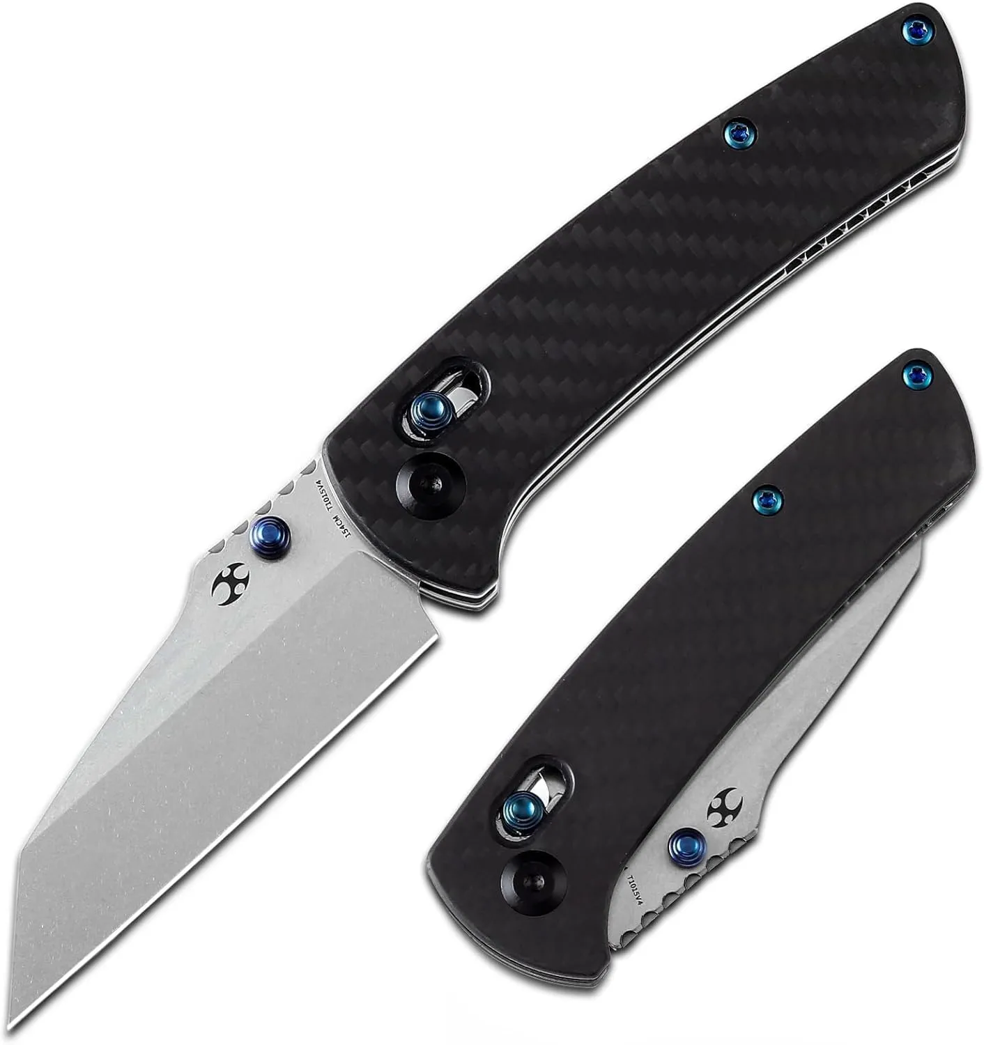 KANSEPT Main Street Pocket Folding Knife, 3.36'' 154CM Sharp Steel Blade, Twill CarbonFiber G10 Handle with Axis Lock and ThumbStud, Perfect Clip for Camping Hiking Fishing Gift Everyday Carry T1015v4
