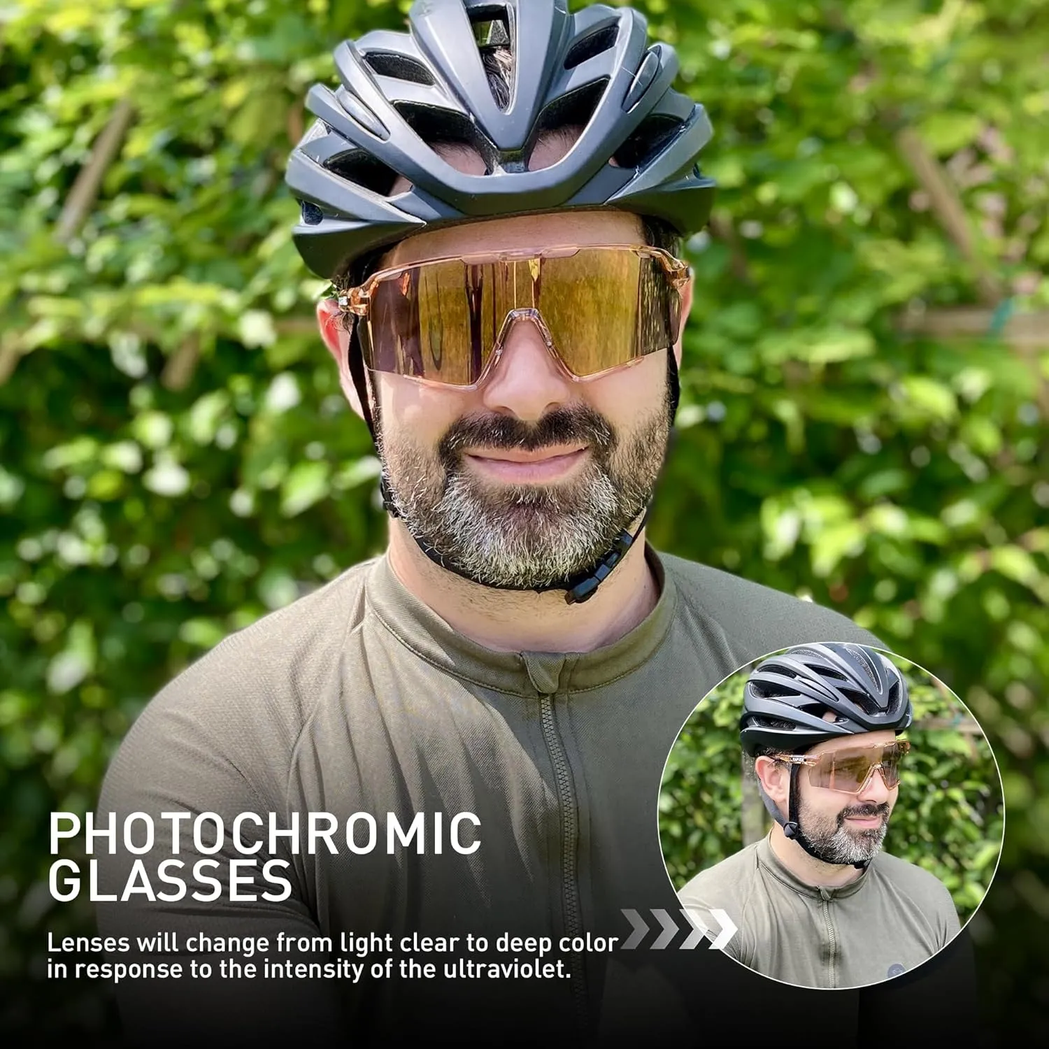 KAPVOE Photochromic Cycling Glasses Men Women Clear Mountain Bike Sunglasses MTB Bicycle Riding Sports Triathlon - K170