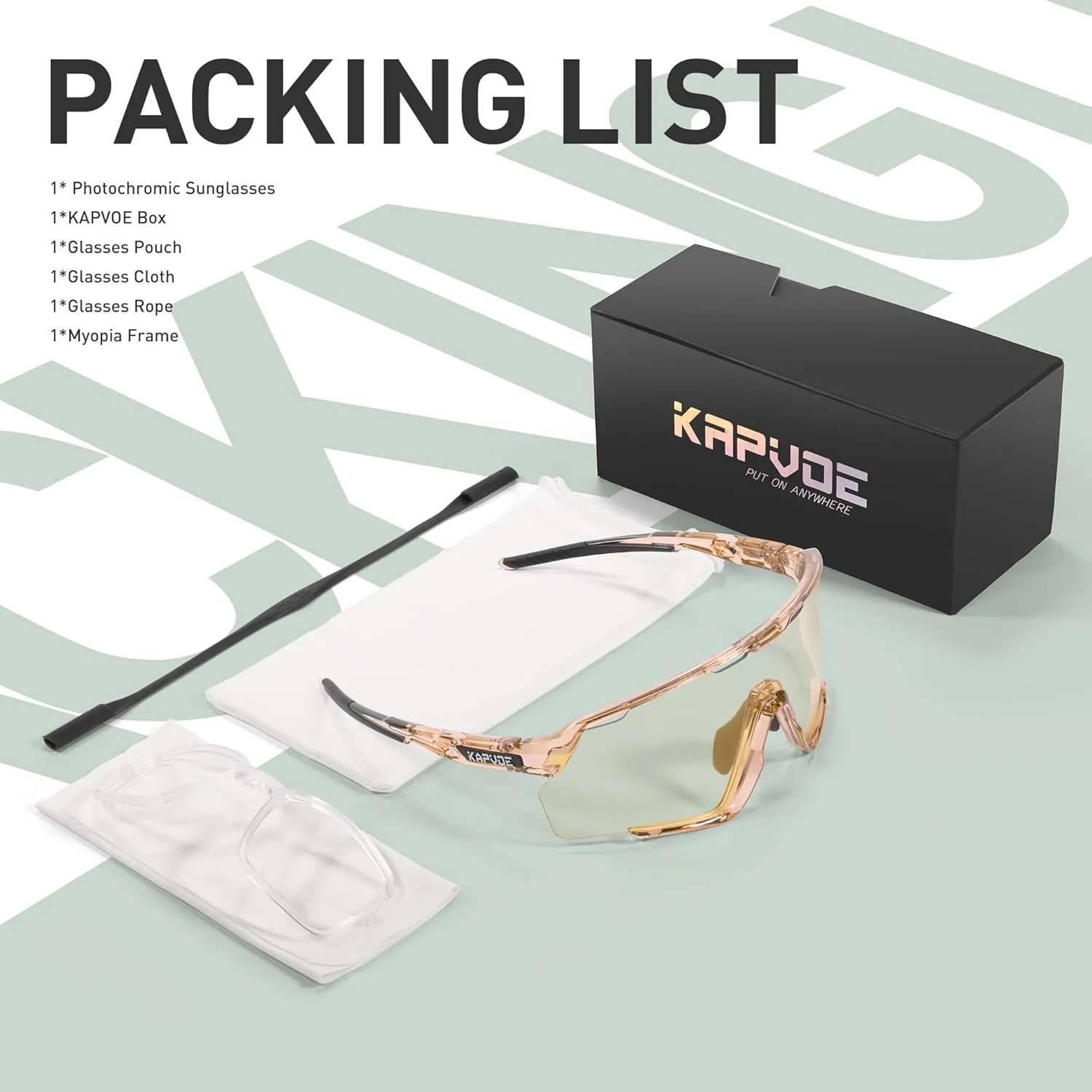 KAPVOE Photochromic Cycling Glasses Men Women Clear Mountain Bike Sunglasses MTB Bicycle Riding Sports Triathlon - K170