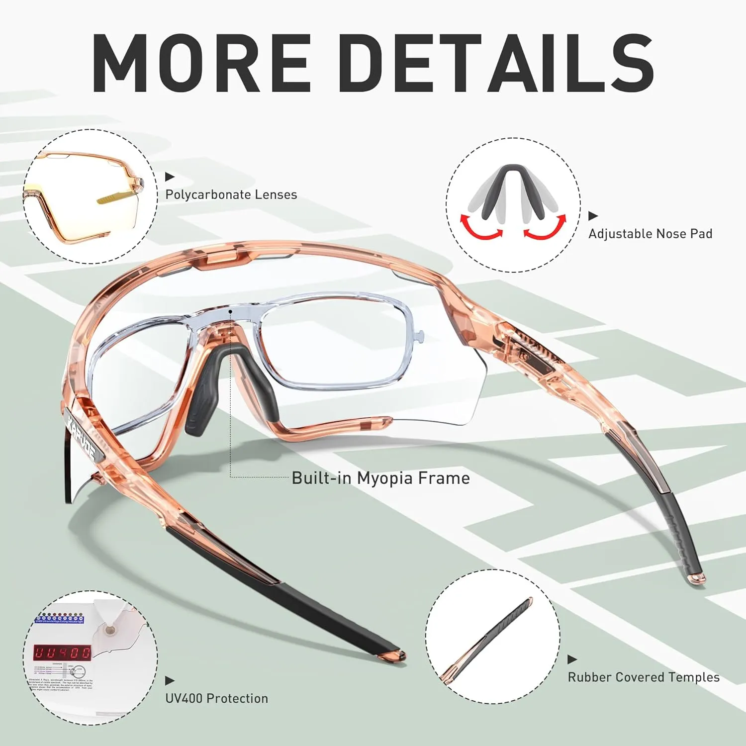 KAPVOE Photochromic Cycling Glasses Men Women Clear Mountain Bike Sunglasses MTB Bicycle Riding Sports Triathlon - K170