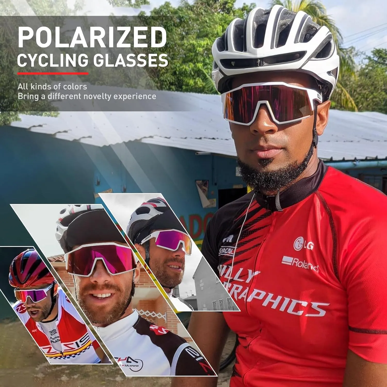KAPVOE Polarized Glasses With 1 Lens Or 4 Lens UV Protection for Women Men Cycling Sunglasses Tr90 Frame Sports Bike K9022