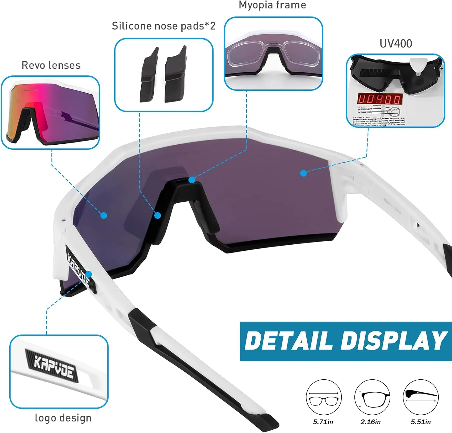 KAPVOE Polarized Glasses With 1 Lens Or 4 Lens UV Protection for Women Men Cycling Sunglasses Tr90 Frame Sports Bike K9022