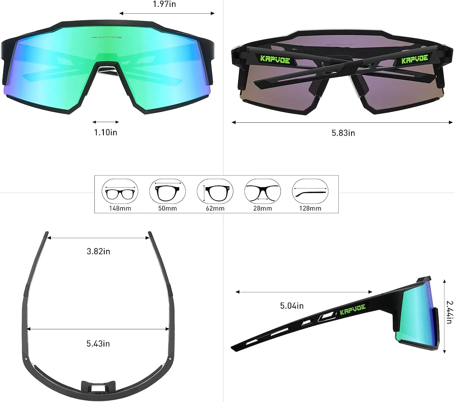 KAPVOE Polarized Glasses With 1 Lens Or 4 Lens UV Protection for Women Men Cycling Sunglasses Tr90 Frame Sports Bike K9022