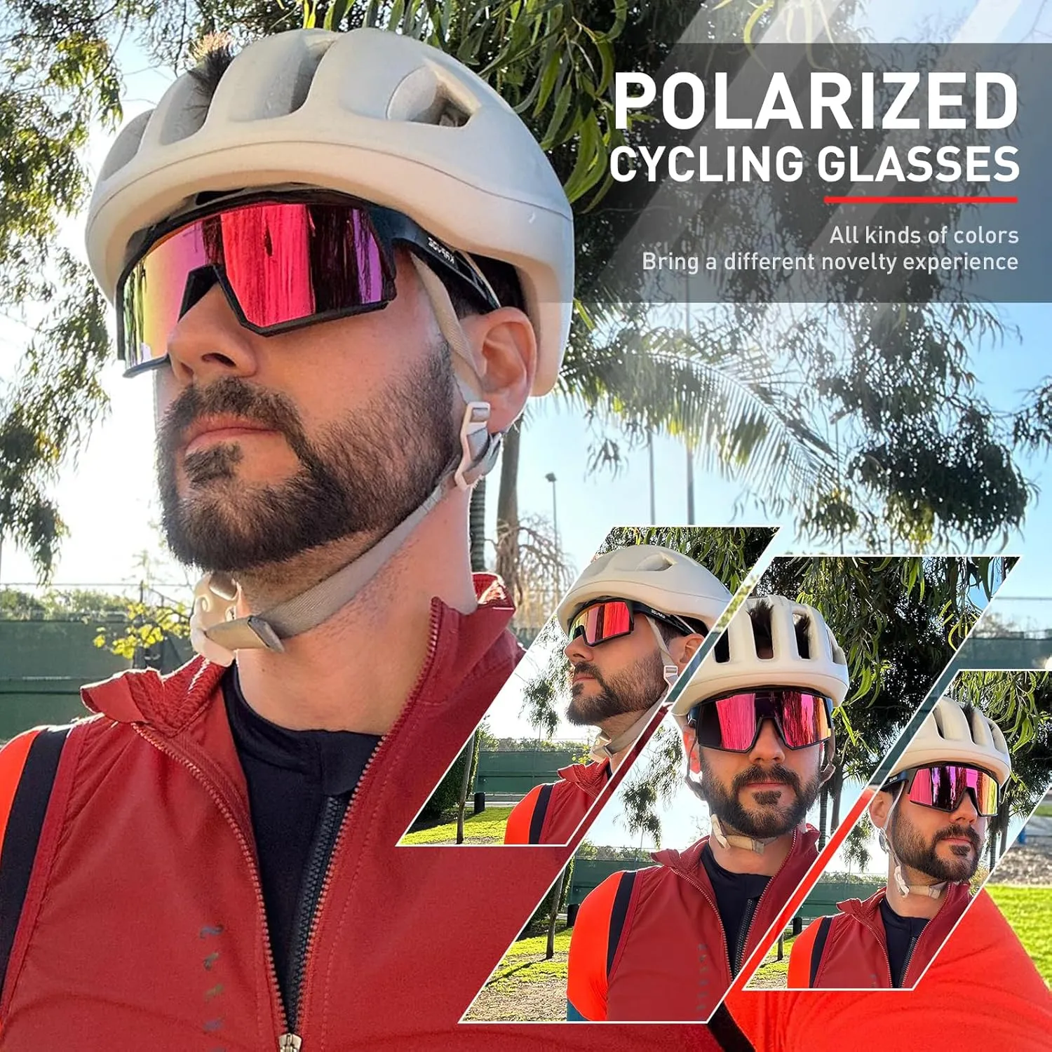 KAPVOE Polarized Glasses With 1 Lens Or 4 Lens UV Protection for Women Men Cycling Sunglasses Tr90 Frame Sports Bike K9022