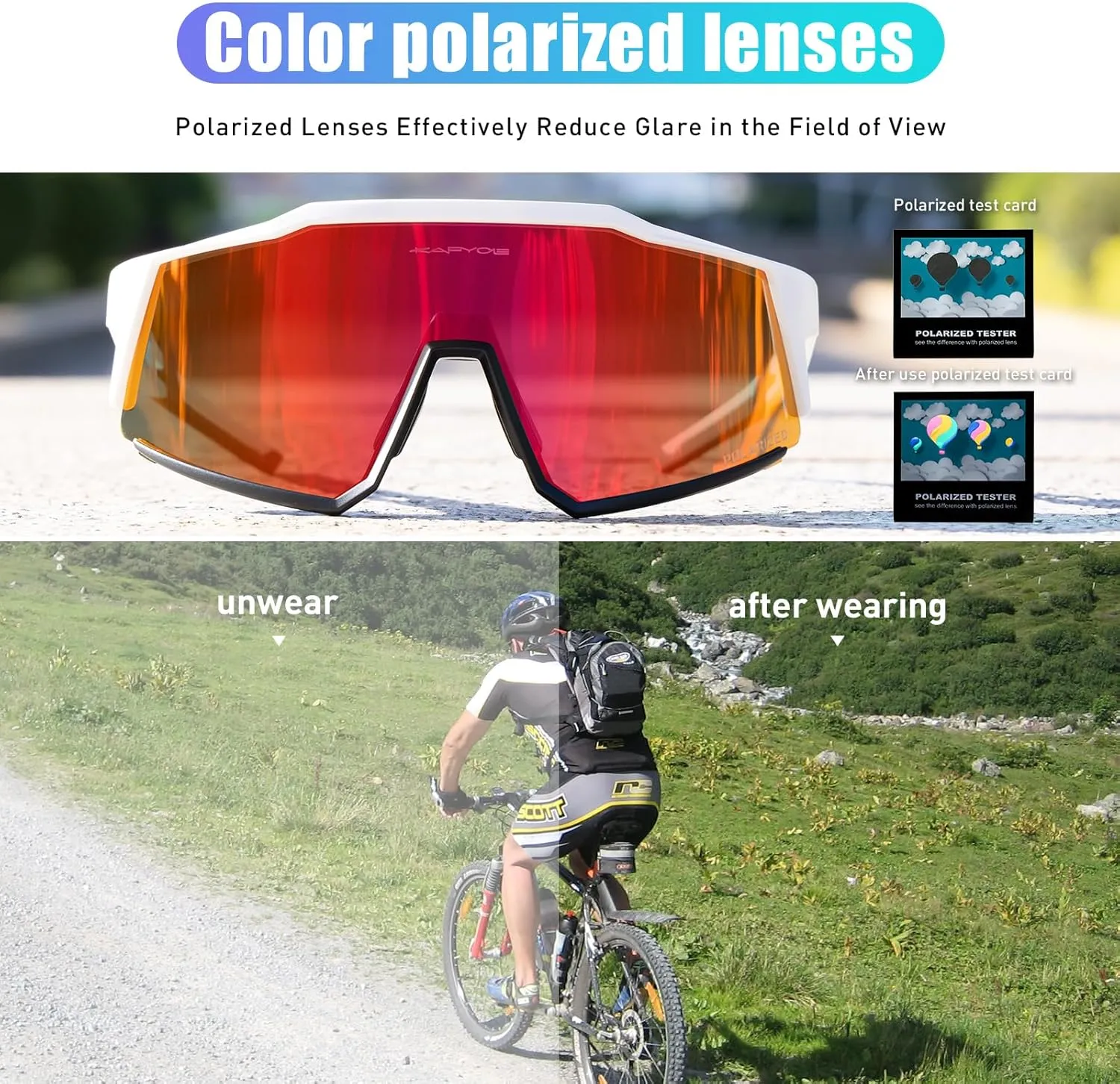 KAPVOE Polarized Glasses With 1 Lens Or 4 Lens UV Protection for Women Men Cycling Sunglasses Tr90 Frame Sports Bike K9022