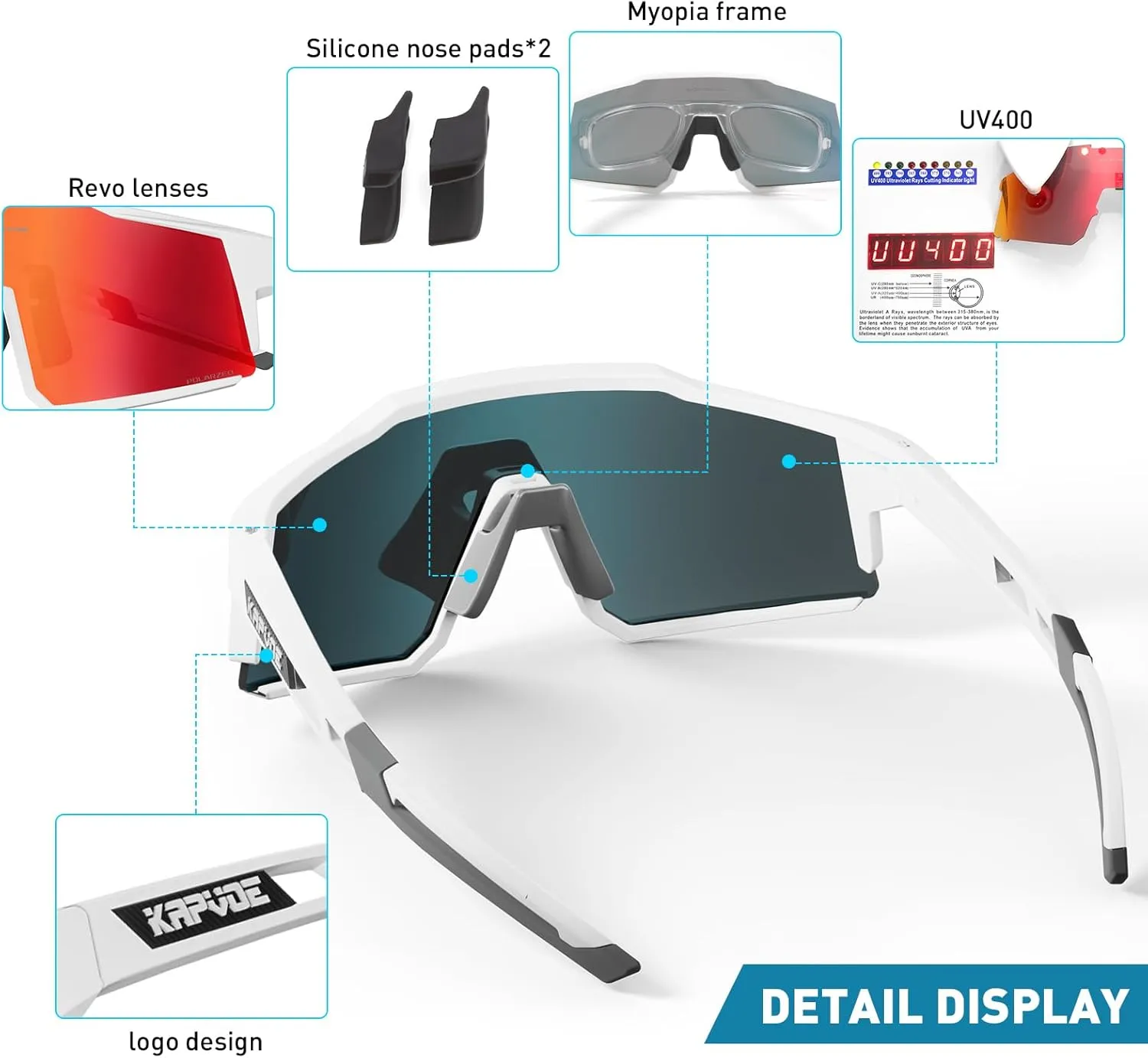 KAPVOE Polarized Glasses With 1 Lens Or 4 Lens UV Protection for Women Men Cycling Sunglasses Tr90 Frame Sports Bike K9022