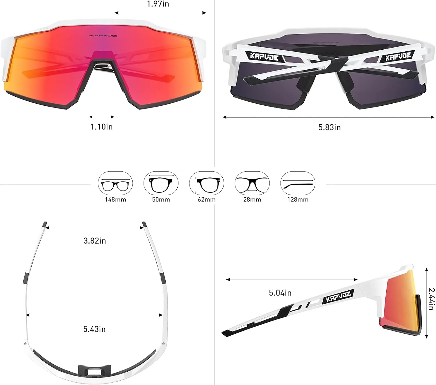 KAPVOE Polarized Glasses With 1 Lens Or 4 Lens UV Protection for Women Men Cycling Sunglasses Tr90 Frame Sports Bike K9022
