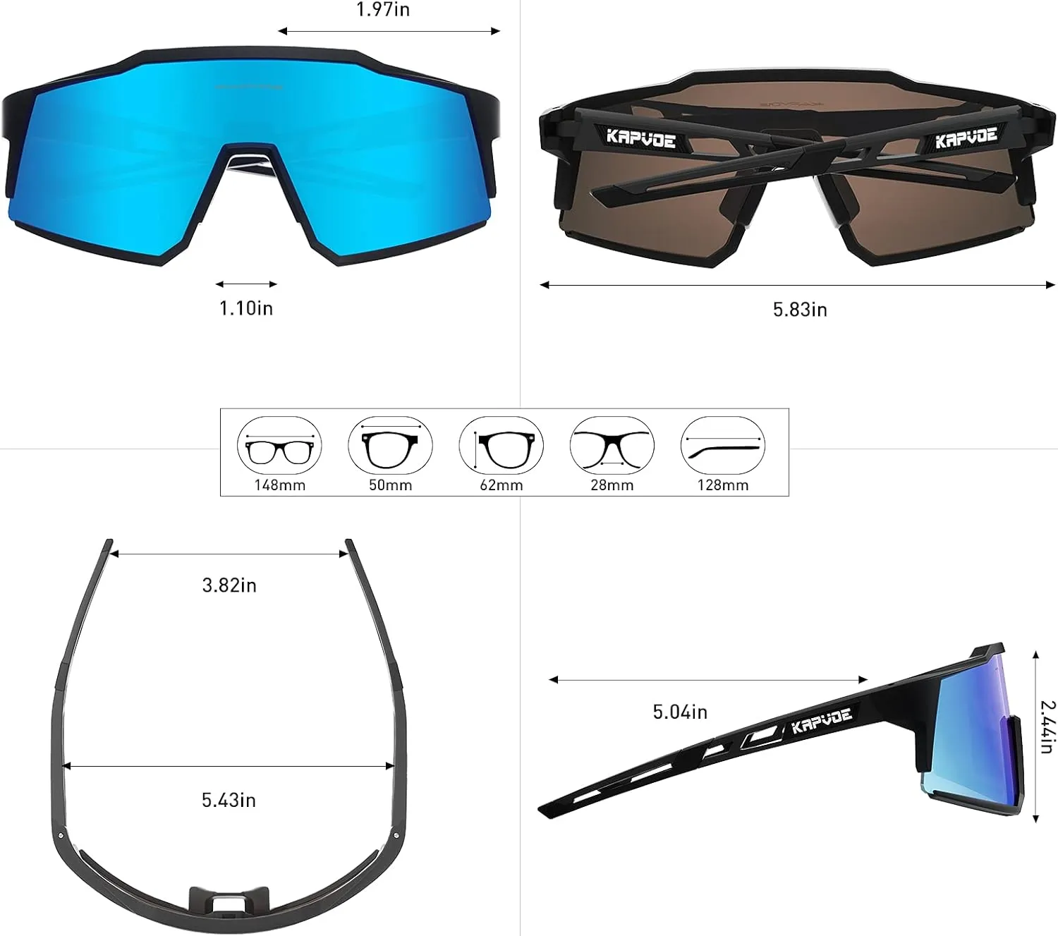 KAPVOE Polarized Glasses With 1 Lens Or 4 Lens UV Protection for Women Men Cycling Sunglasses Tr90 Frame Sports Bike K9022