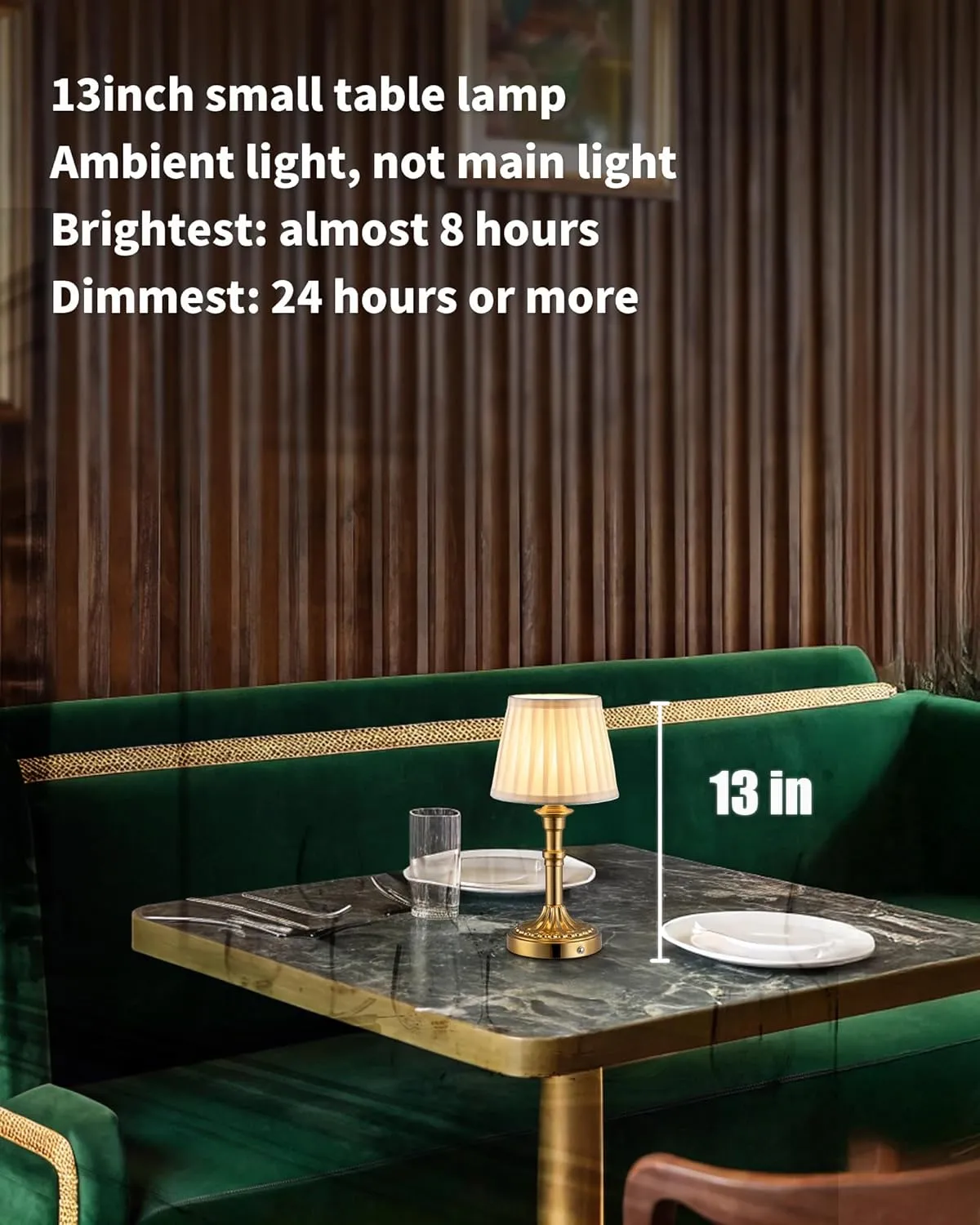 KDG Cordless Portables Table Lamp Set of 2, LED Fabric Shade Small Desk Lamps, 5000mAh Battery Powered Lighting, 2700K Stepless Dimmable Light for Living Room, Dining Room, Bedroom, Bedside (Bronze)
