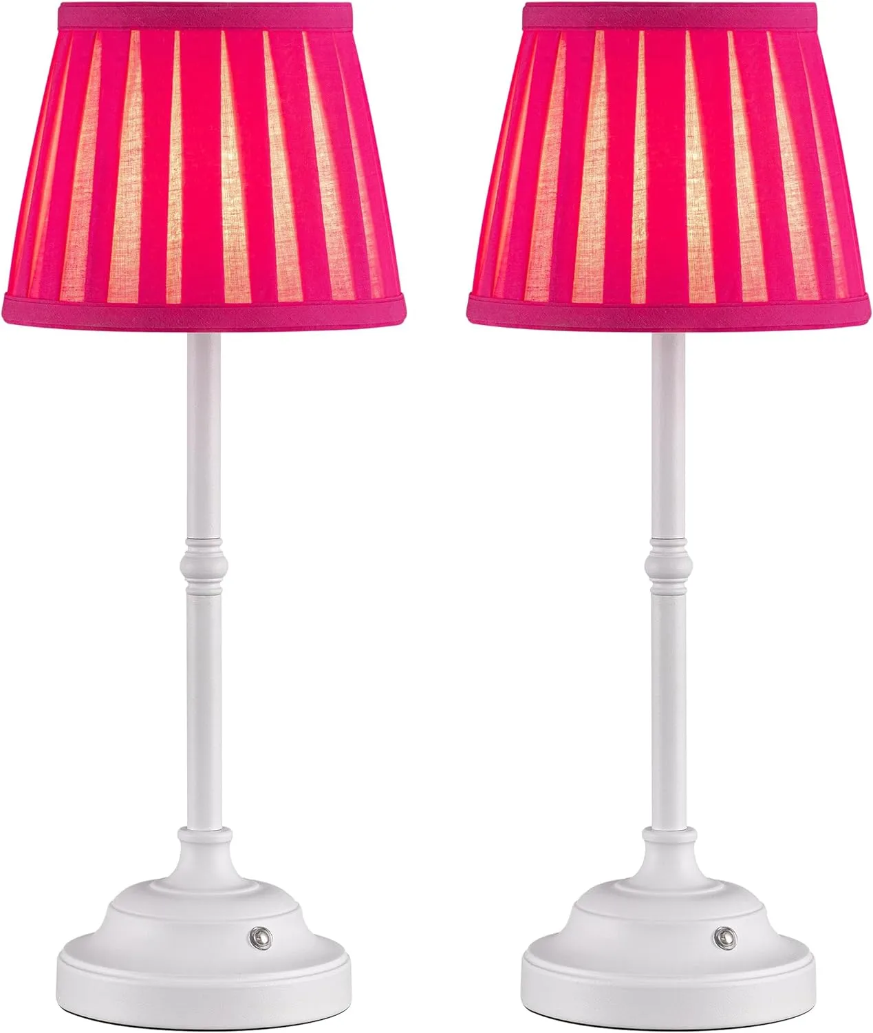 KDG Portables Cordless Table Lamp, Fabric Shade Desk Lamp, 4000mAh Rechargeable Battery Powered Lighting, Dimmable Light for Dining Room, Bedroom, Bedside, Night Light, Camping, Balcony (Pink-Purple)